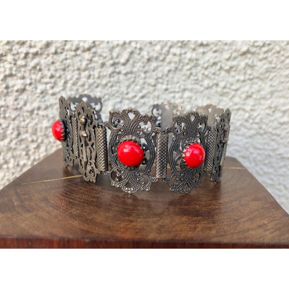 Vintage Filgree Moroccan Bracelet w/ Sword, Elephant Souvenir Du Maroc - Picture 3 of 7